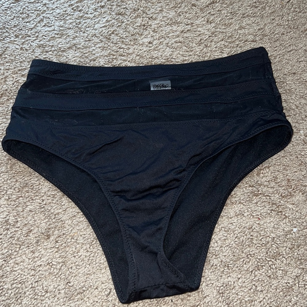 Large high waisted black bikini bottoms